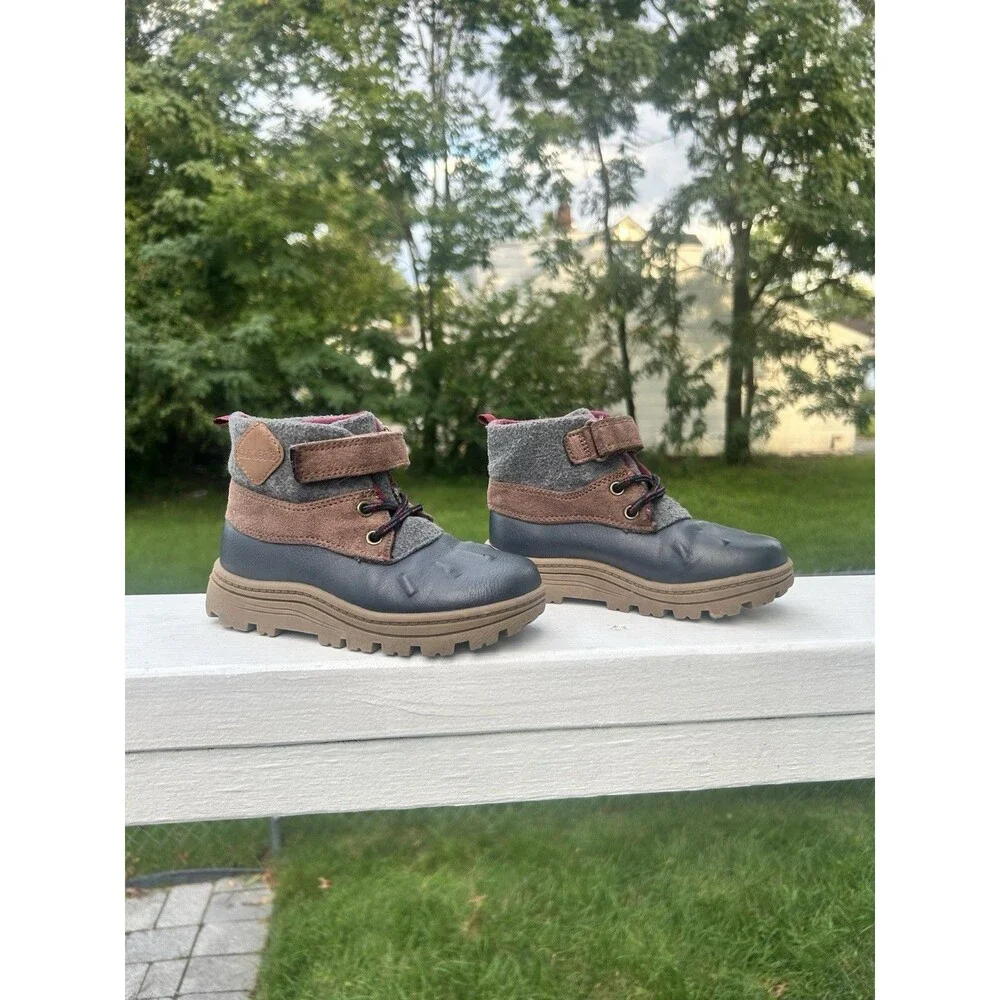 Carter's Kids US 10M EU 27 Gray Brown Blue Ankle Boots Hook & Loop